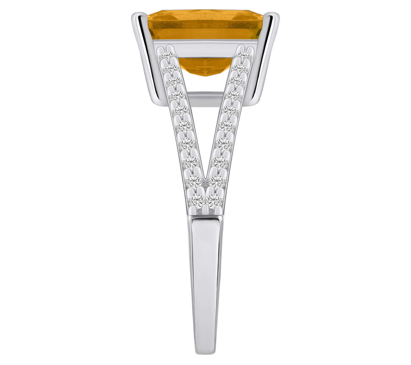 Affinity Gems Emerald Cut Gemstone & Diamond Ring, 14K Gold — View 9