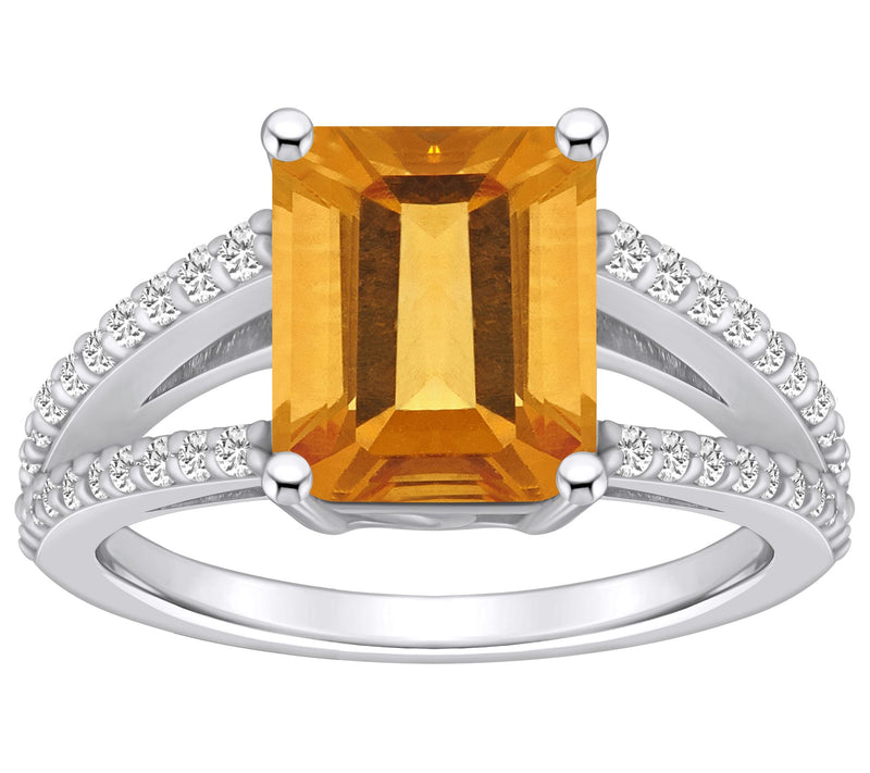 Affinity Gems Emerald Cut Gemstone & Diamond Ring, 14K Gold — View 7