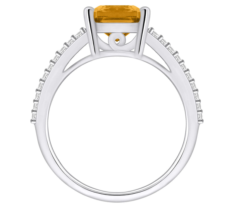 Affinity Gems Emerald Cut Gemstone & Diamond Ring, 14K Gold — View 8