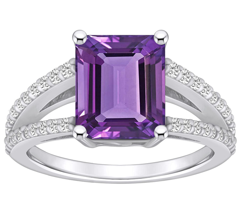 Affinity Gems Emerald Cut Gemstone & Diamond Ring, 14K Gold — Main view