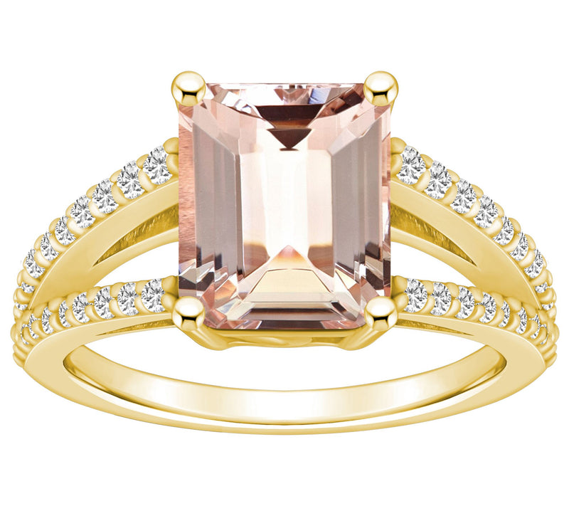 Affinity Gems 3.00 cttw Morganite & Diamond Rin g, 14K Gold — View 7