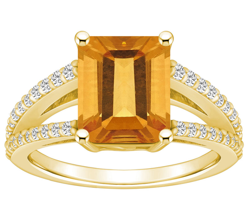 Affinity Gems Emerald Cut Gemstone & Diamond Ring. 14K Gold — View 7