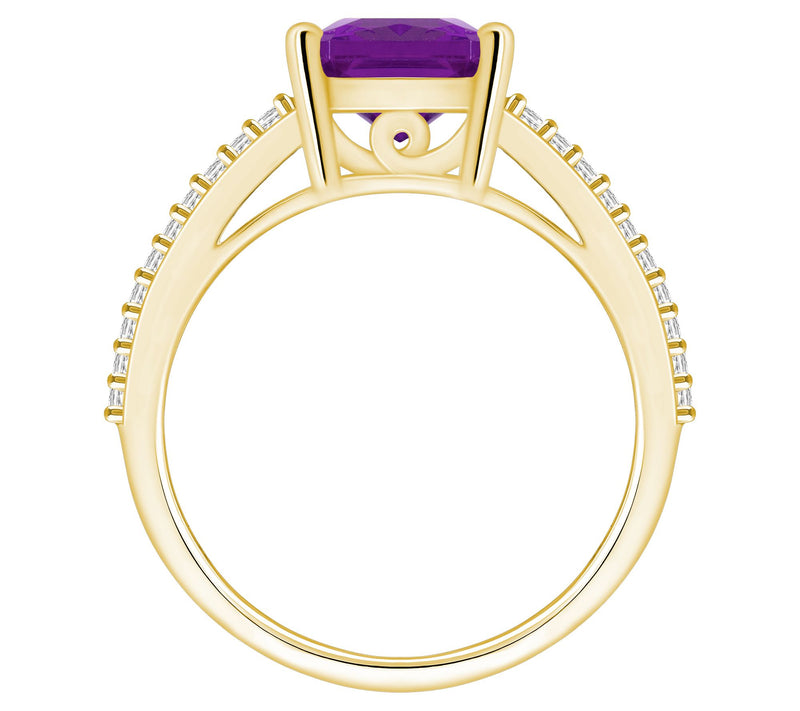 Affinity Gems Emerald Cut Gemstone & Diamond Ring. 14K Gold — View 8