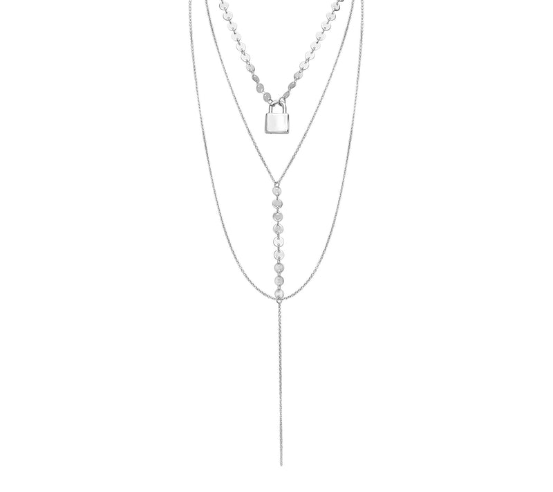Steel by Design Layered Lock Station Necklace — Main view