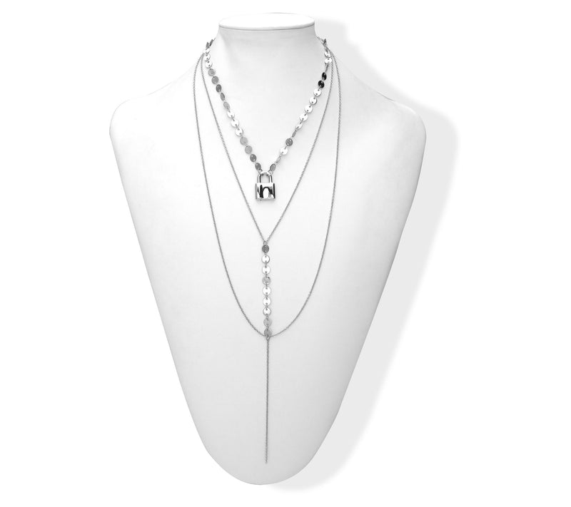 Steel by Design Layered Lock Station Necklace — View 3