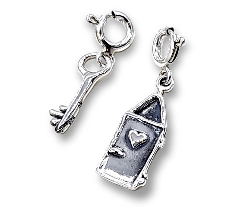 Hagit Sterling Silver Door & Key Set of 2 Charms — View 3