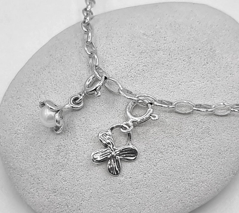 Hagit Cultured Pearl Set of Two Flower Charms,Sterling — View 6