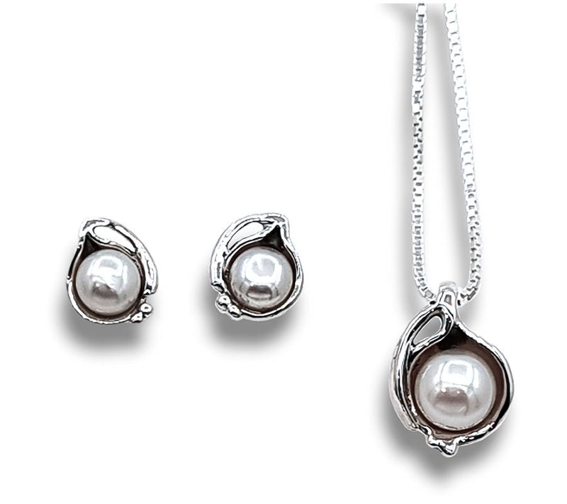 Hagit Sterling Silver Cultured Pearl Necklace &Earrings Set — View 9