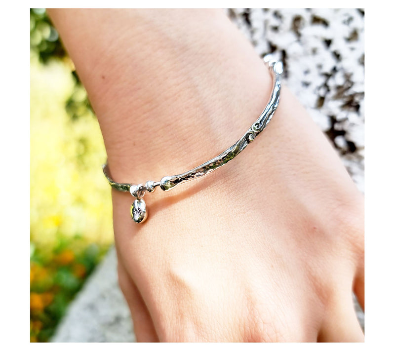 Hagit Sterling Silver Hammered "Charm Embracelet" Bangle — View 5
