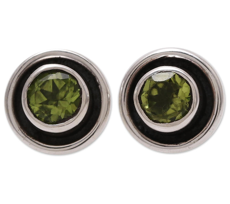 Novica Artisan Crafted Sterling Peridot Stud Earrings — Main view