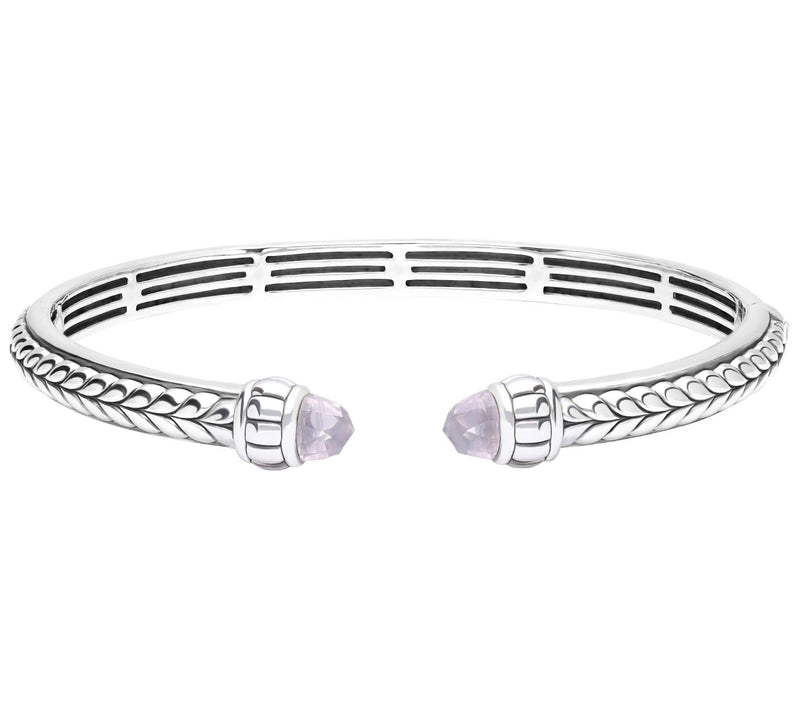 Tiffany Kay Studio Sterling Herringbone Rose Quartz Cuff — Main view