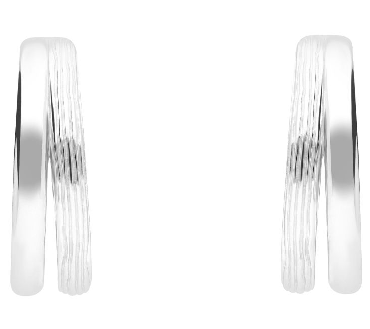 Ariva Sterling Silver Multi-Texture Split Hoop Earrings — View 3