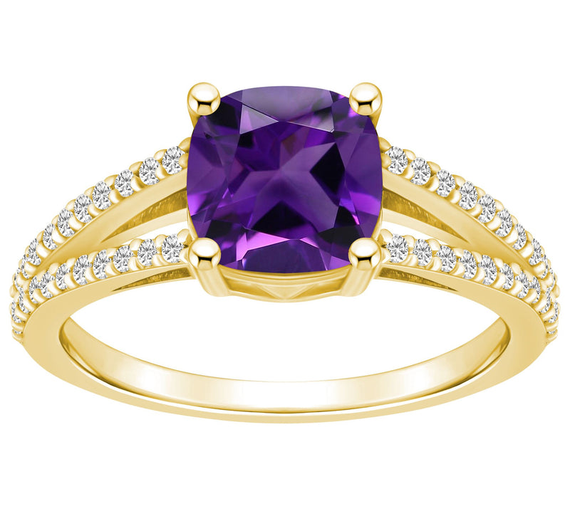 Affinity Gems Cushion Gemstone & Diamond Ring,4K Gold — View 3