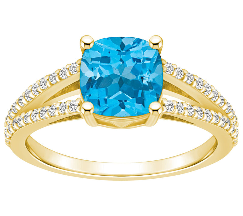 Affinity Gems Cushion Gemstone & Diamond Ring,4K Gold — View 5