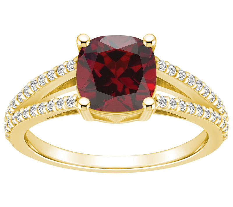 Affinity Gems Cushion Gemstone & Diamond Ring,4K Gold — View 9