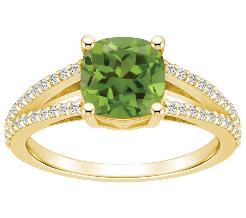 Affinity Gems Cushion Gemstone & Diamond Ring,4K Gold — View 11