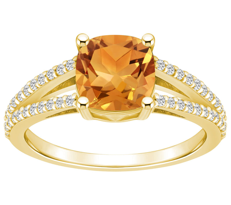 Affinity Gems Cushion Gemstone & Diamond Ring,4K Gold — View 7