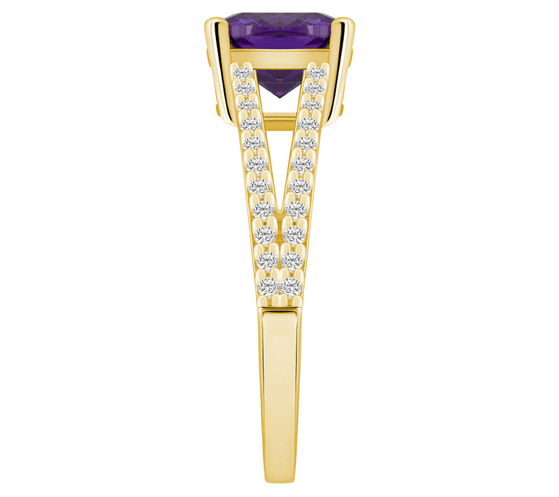 Affinity Gems Cushion Gemstone & Diamond Ring,4K Gold — View 13