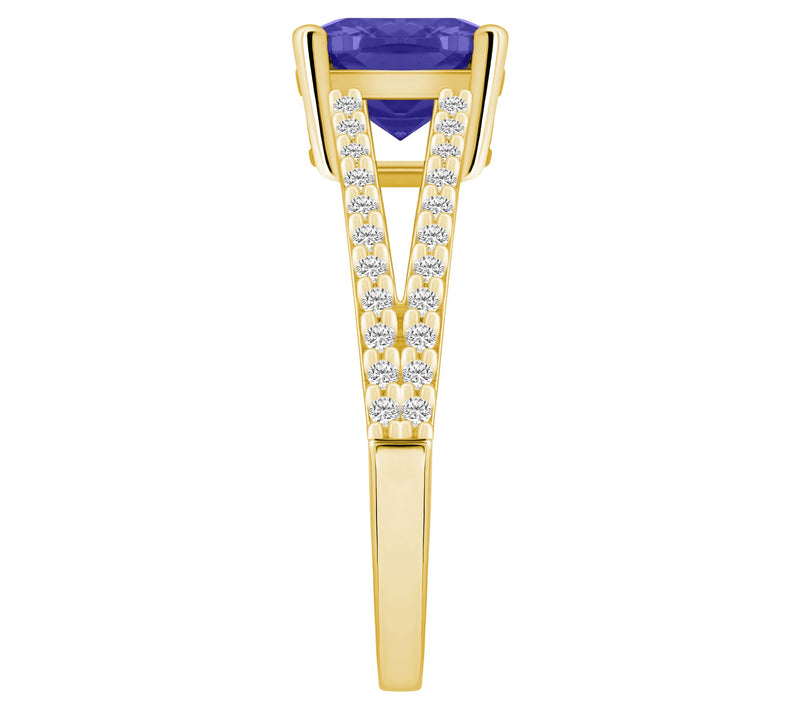 Affinity Gems Cushion Cut Tanzanite & Diamond Ring, 14K Gold — View 7