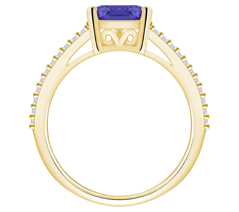 Affinity Gems Cushion Cut Tanzanite & Diamond Ring, 14K Gold — View 6