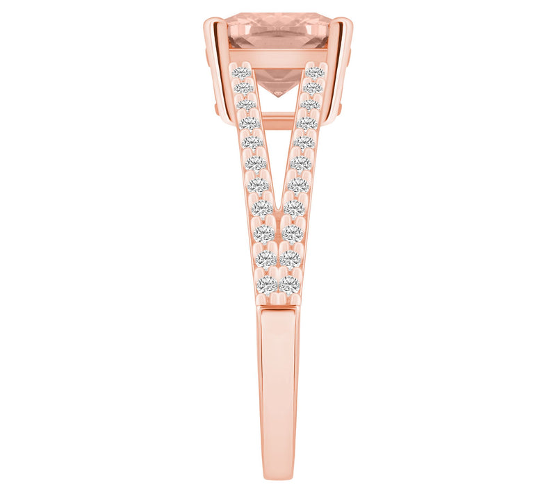 Affinity Gems Cushion Cut Morganite & Diamond Ring, 14K Gold — View 9