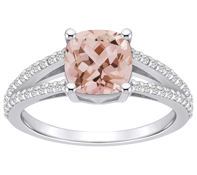 Affinity Gems Cushion Cut Morganite & Diamond Ring, 14K Gold — View 5