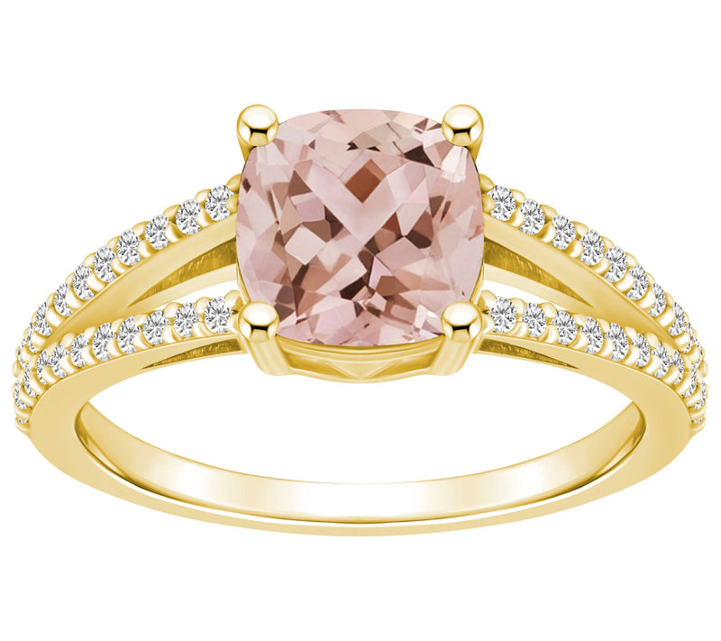 Affinity Gems Cushion Cut Morganite & Diamond Ring, 14K Gold — View 7
