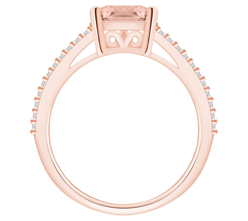 Affinity Gems Cushion Cut Morganite & Diamond Ring, 14K Gold — View 8