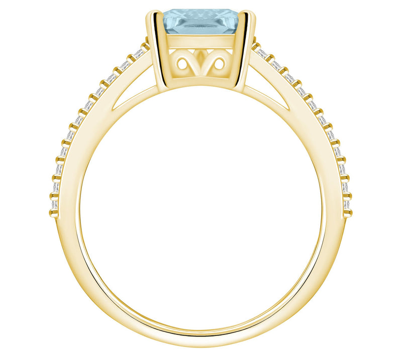 Affinity Gems Cushion Cut Aquamarine & DiamondRing, 14K Gold — View 6