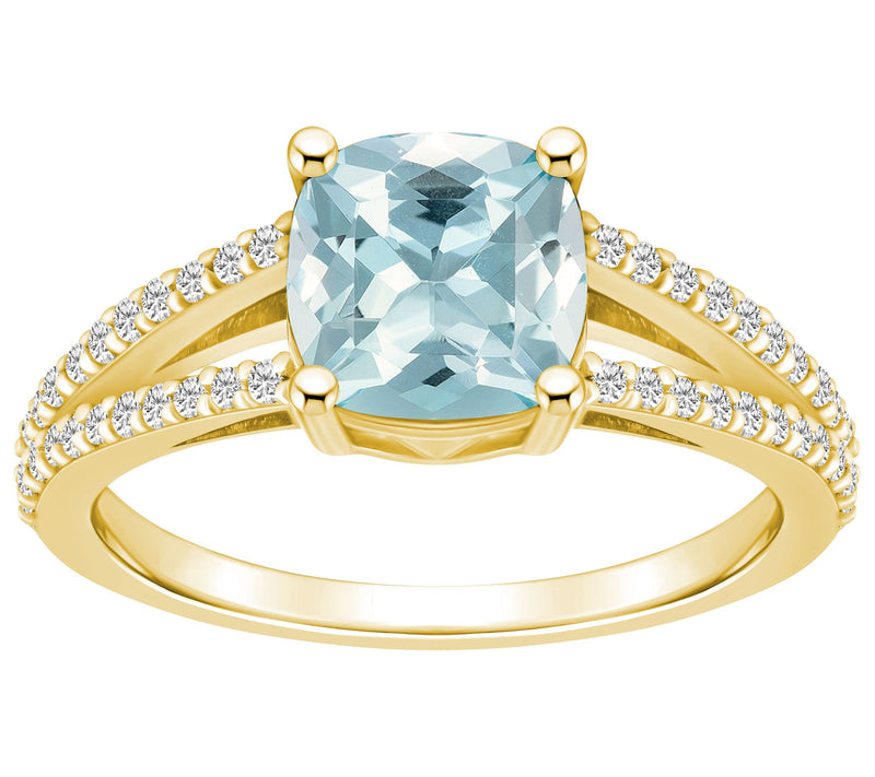 Affinity Gems Cushion Cut Aquamarine & DiamondRing, 14K Gold — View 5