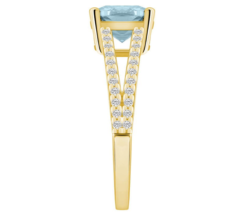 Affinity Gems Cushion Cut Aquamarine & DiamondRing, 14K Gold — View 7