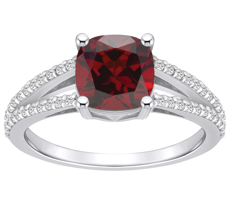 Affinity Gems Cushion Gemstone & Diamond Ring,14K White Gold — View 9