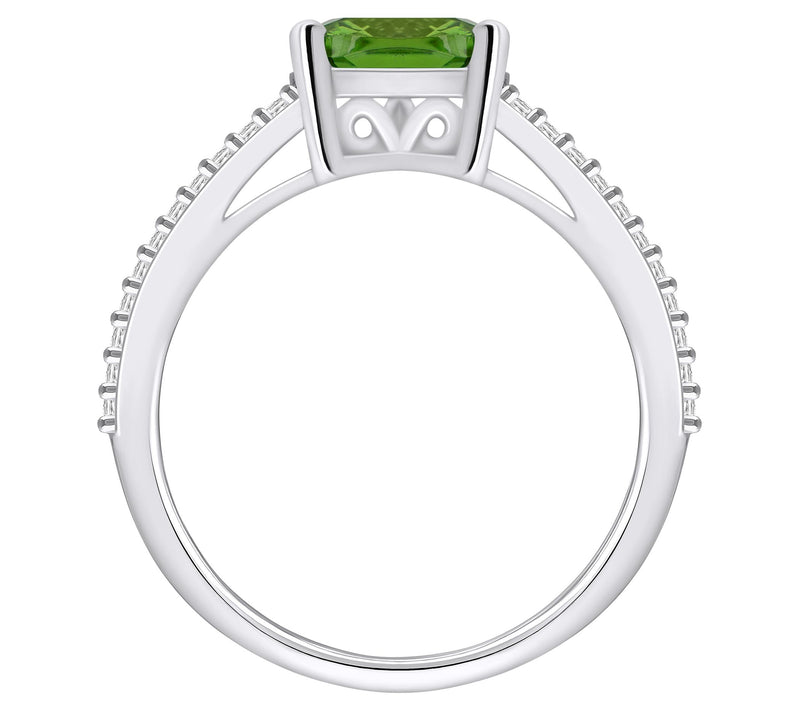 Affinity Gems Cushion Gemstone & Diamond Ring,14K White Gold — View 12