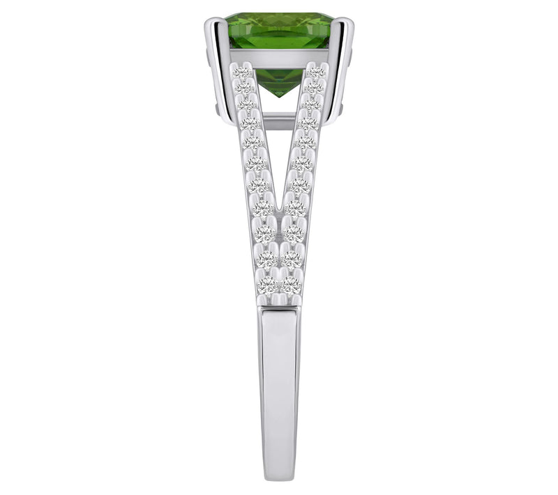 Affinity Gems Cushion Gemstone & Diamond Ring,14K White Gold — View 13