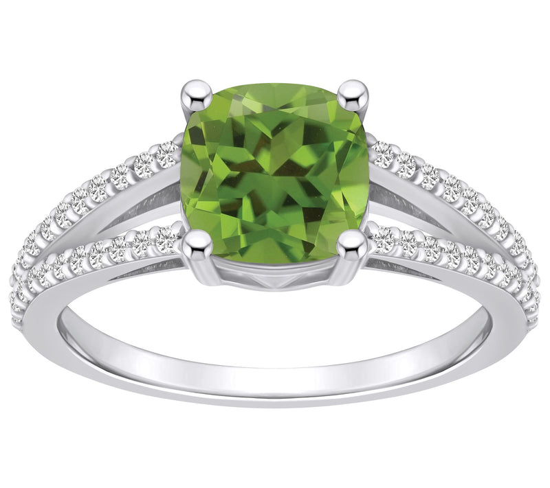 Affinity Gems Cushion Gemstone & Diamond Ring,14K White Gold — Main view