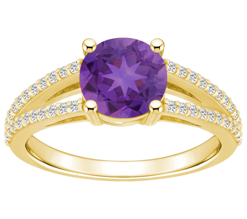 Affinity Gems Round Gemstone & Diamond Ring, 14K Gold — View 3