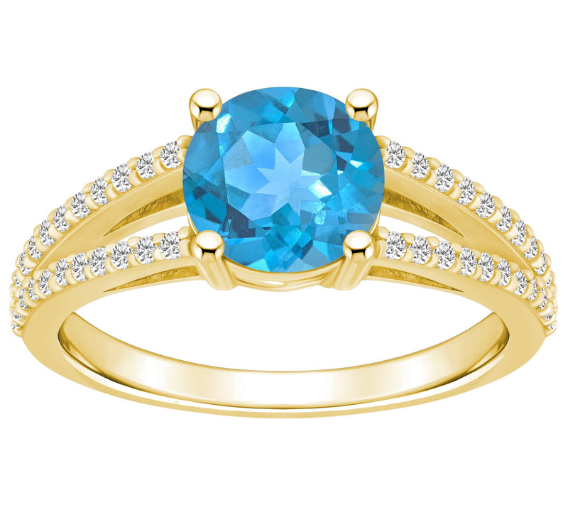 Affinity Gems Round Gemstone & Diamond Ring, 14K Gold — View 5