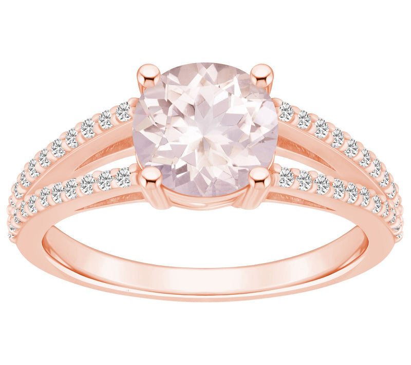 Affinity Gems Round Morganite & Diamond Ring, 14K Gold — View 3