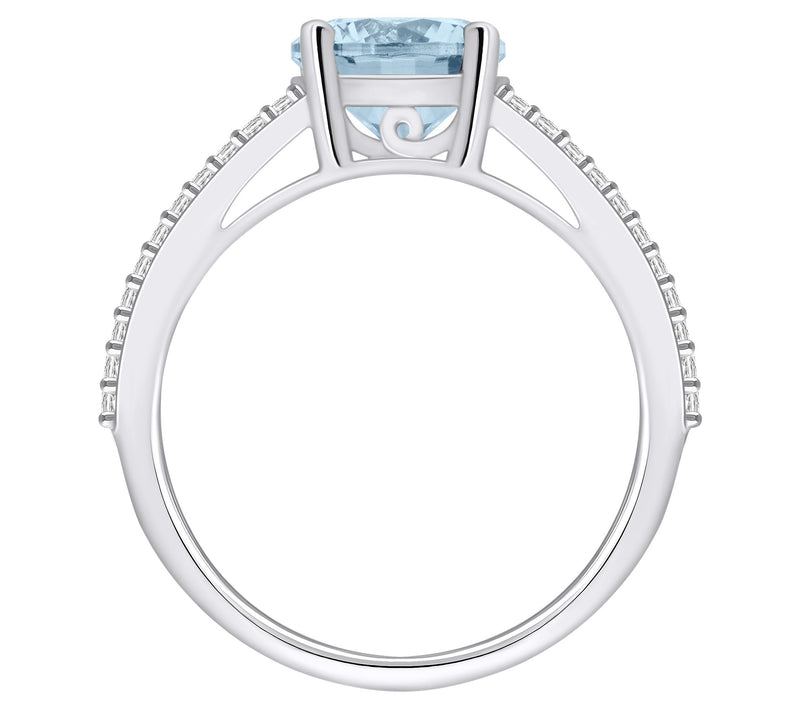 Affinity Gems Round Aquamarine & Diamond Ring,14K Gold — View 6