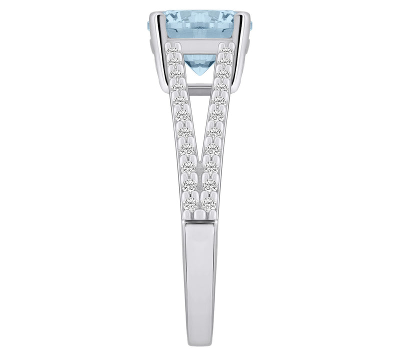 Affinity Gems Round Aquamarine & Diamond Ring,14K Gold — View 7