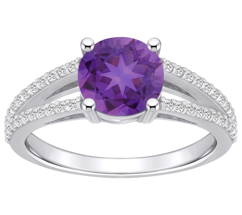 Affinity Gems Round Gemstone & 0.25 cttw Diamond Ring, 14K — View 3