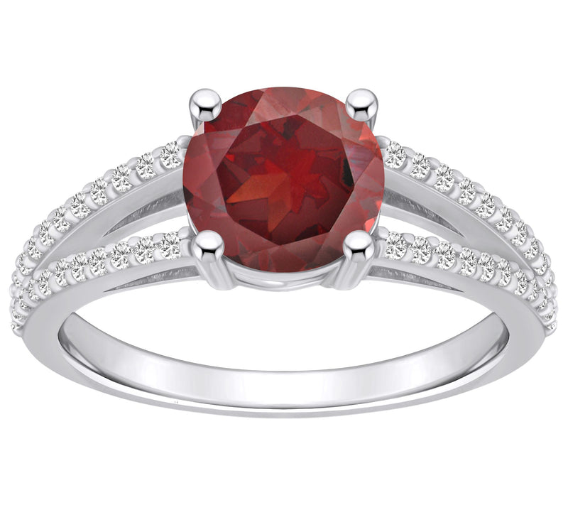 Affinity Gems Round Gemstone & 0.25 cttw Diamond Ring, 14K — View 9