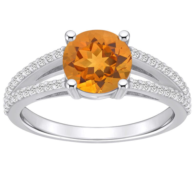 Affinity Gems Round Gemstone & 0.25 cttw Diamond Ring, 14K — View 7