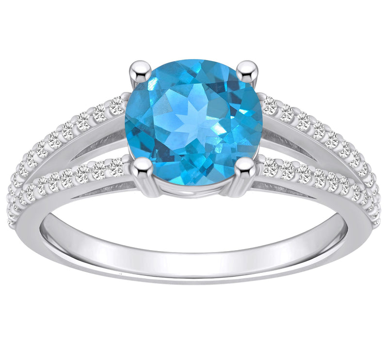 Affinity Gems Round Gemstone & 0.25 cttw Diamond Ring, 14K — Main view
