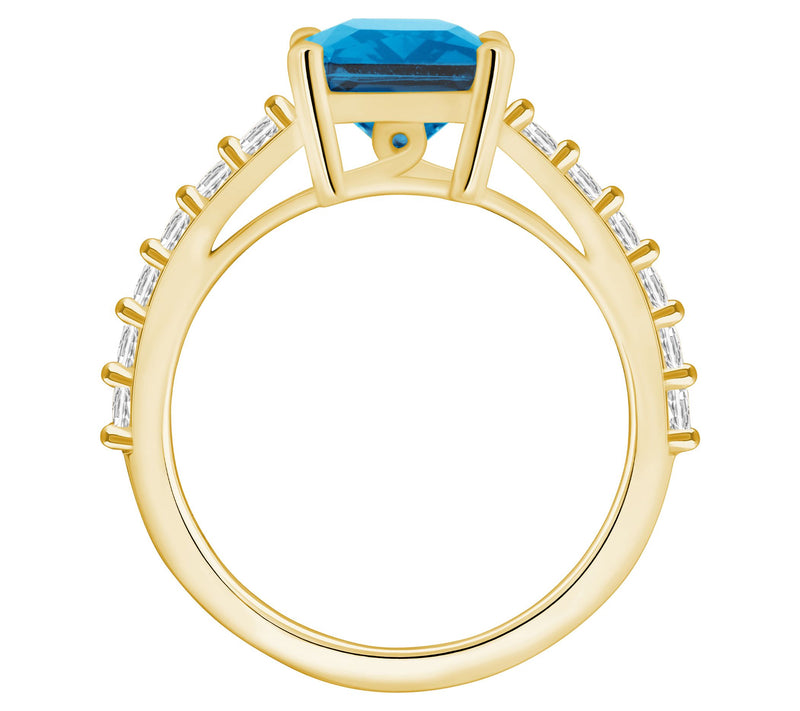 Affinity Gems Emerald-Cut Gemstone & Diamond Ring, 14K Gold — View 8
