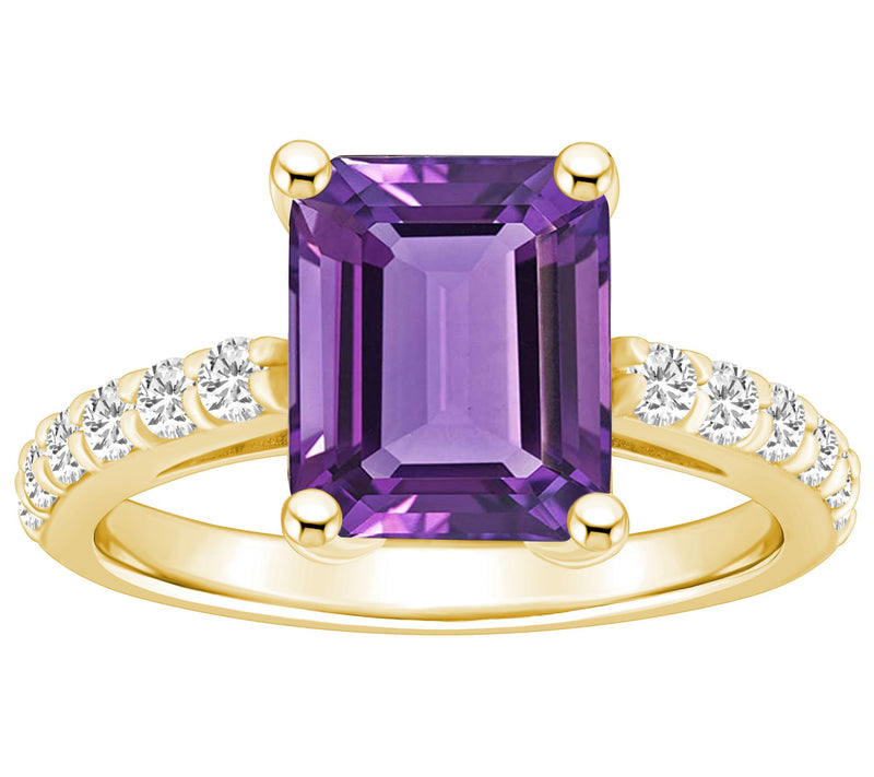 Affinity Gems Emerald-Cut Gemstone & Diamond Ring, 14K Gold — View 3