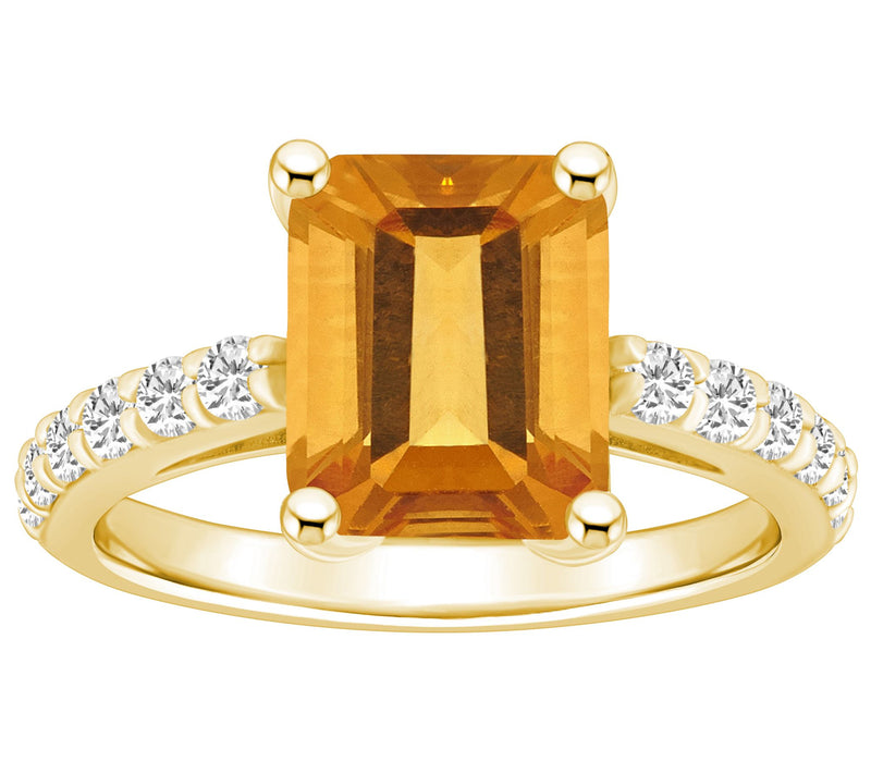 Affinity Gems Emerald-Cut Gemstone & Diamond Ring, 14K Gold — View 7