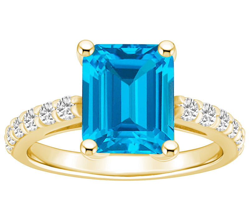 Affinity Gems Emerald-Cut Gemstone & Diamond Ring, 14K Gold — Main view