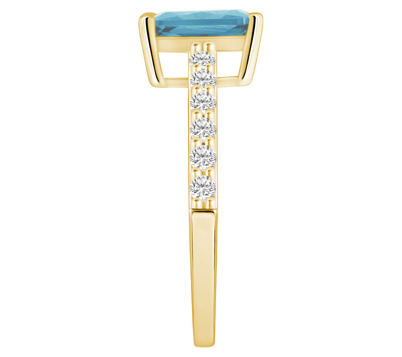 Affinity Gems Emerald-Cut Aquamarine & DiamondRing, 14K Gold — View 7
