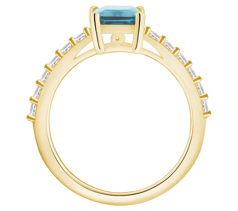 Affinity Gems Emerald-Cut Aquamarine & DiamondRing, 14K Gold — View 6